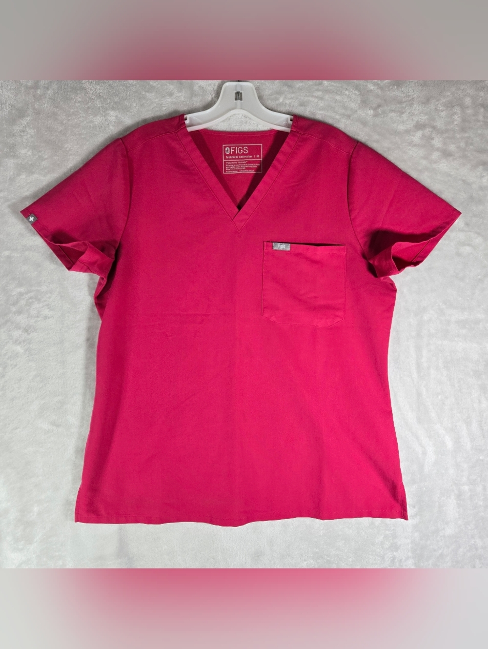 Figs Ultra Rose Catarina Scrub Top Womens Size M Medium V Neck Front Pocket